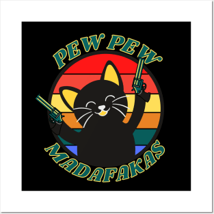 Funny Cat With Guns Posters and Art